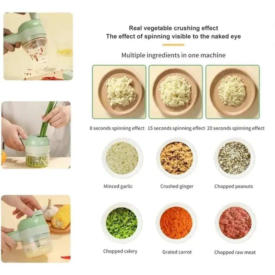4 in 1 Portable Electric Vegetable Cutter Set - Decore Collections